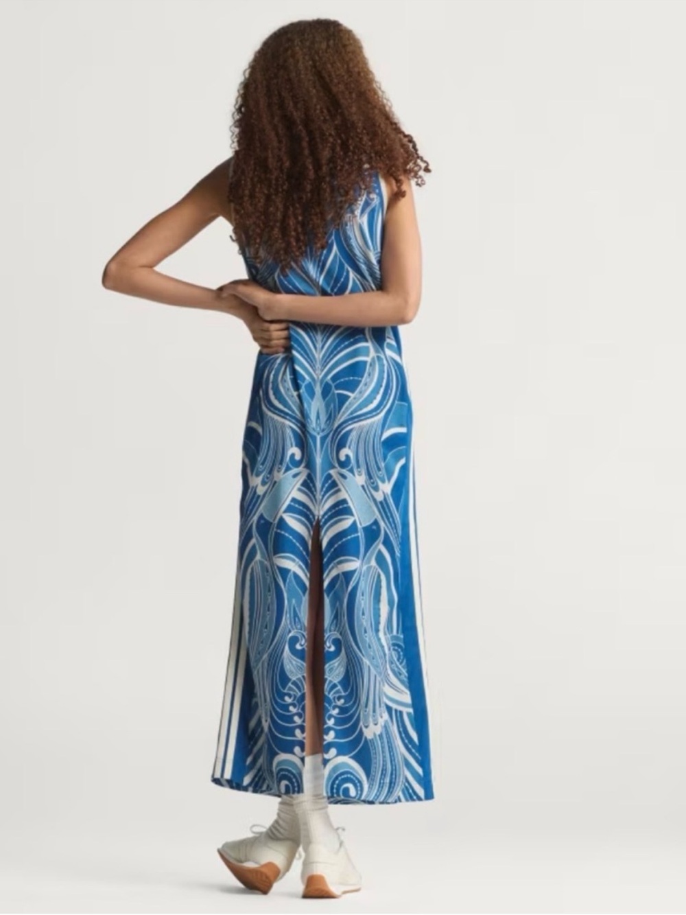 adidas x Farm Rio Floral Blue Printed Sleeveless Maxi Dress Toucans NWT Sz XL - Picture 3 of 13